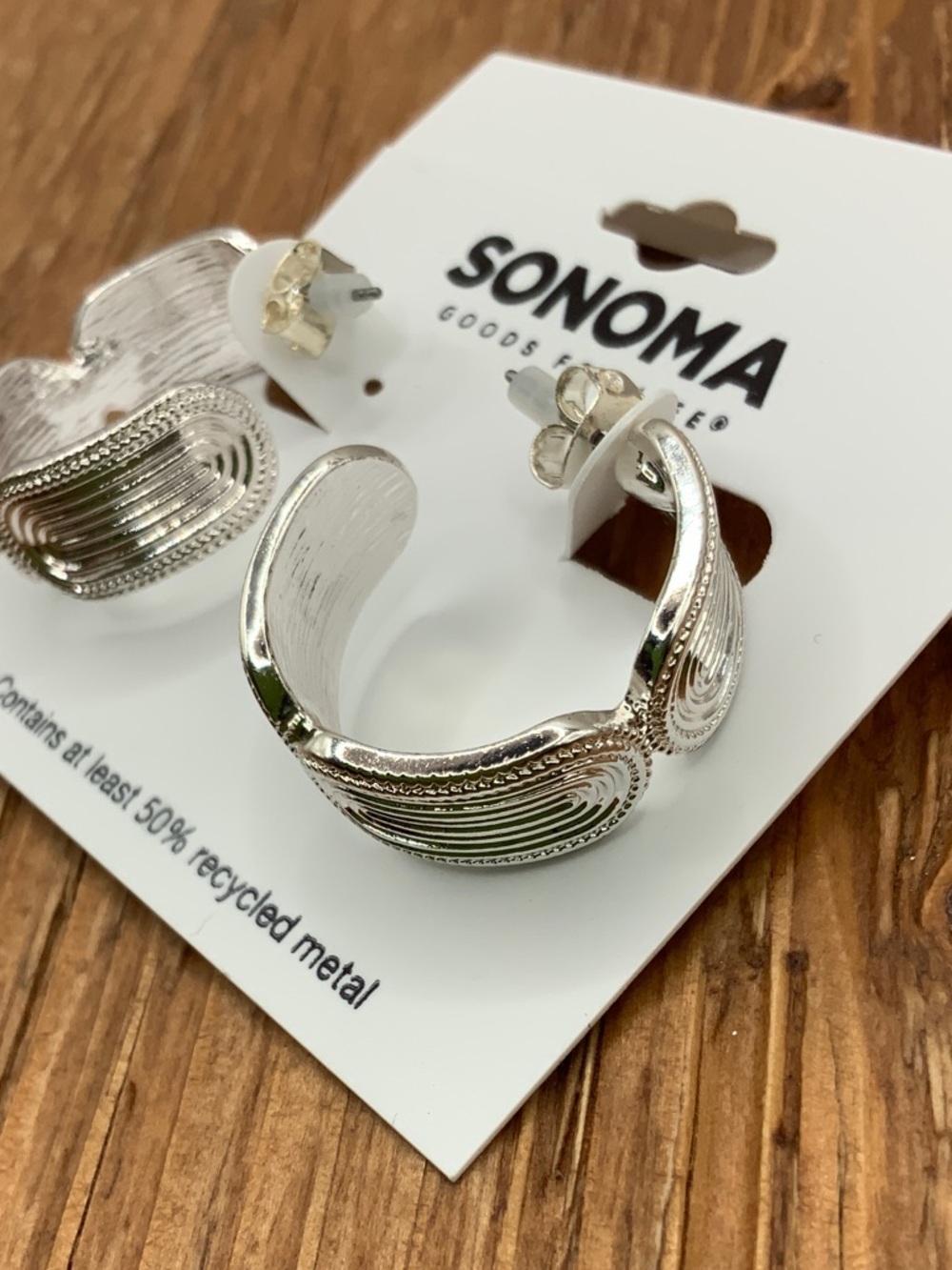 SONOMA Silver Tone Sculpted Hoop Earrings
